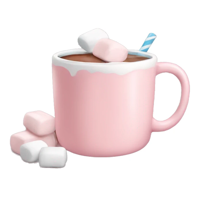 Light Pink mug of hot chocolate with marshmallows  sticker