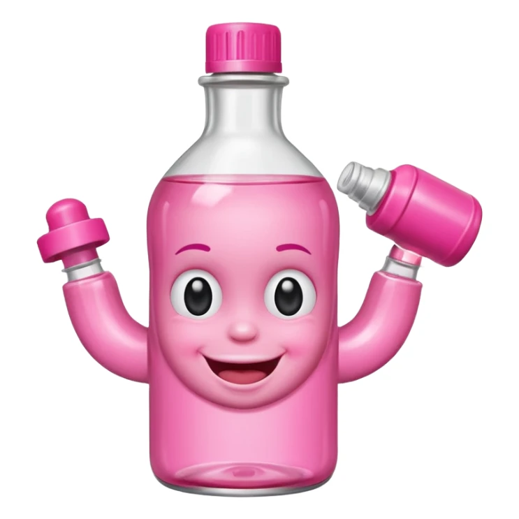 Smiling freaky baby oil bottle pink sticker