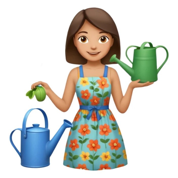 gardener woman with watering pot sticker