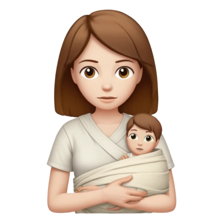 Mummy, his clothes:white T-shirt, brown hair sticker