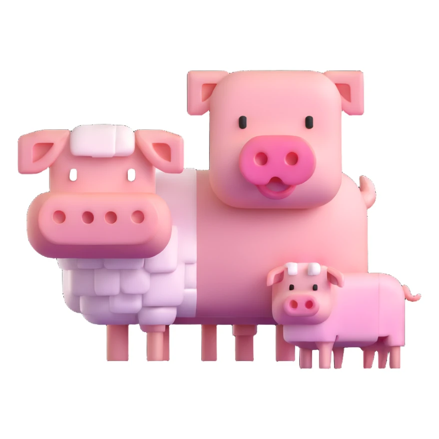 Minecraft style sheep and a blocky pig friend together sticker