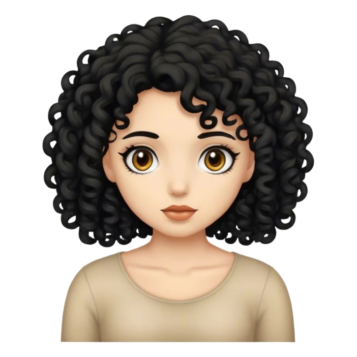girl with beige skin and black curly hair sticker