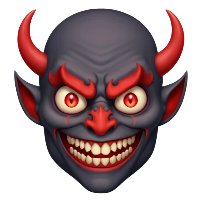 alastor the demon, smiling with his evil red eyes and long evil red teeth, looking evil and demonic and horrible and like a demon. sticker