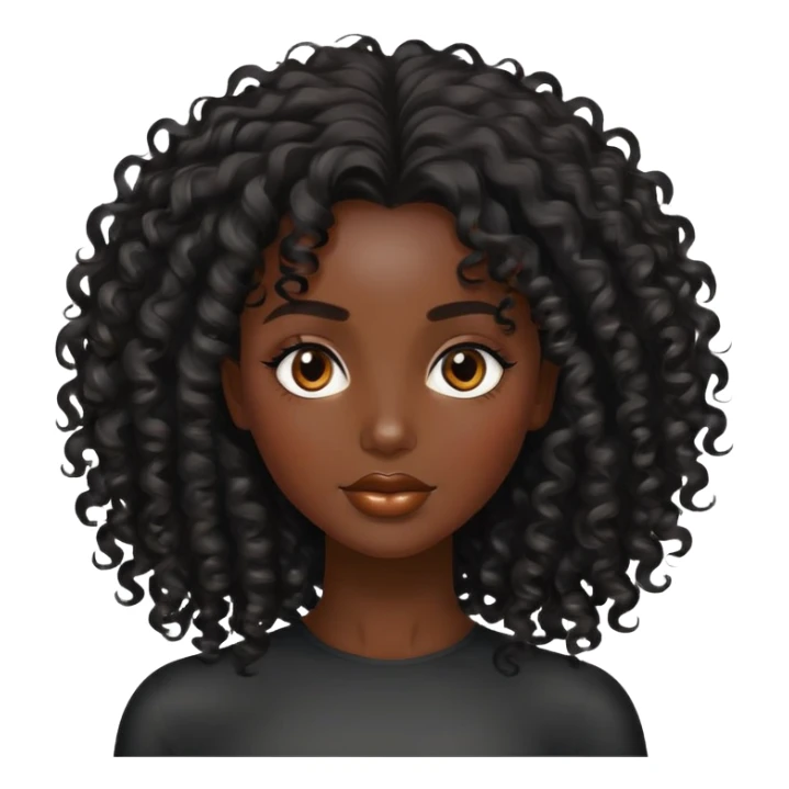 Alluring african woman shiny curly black tousled hair sticker