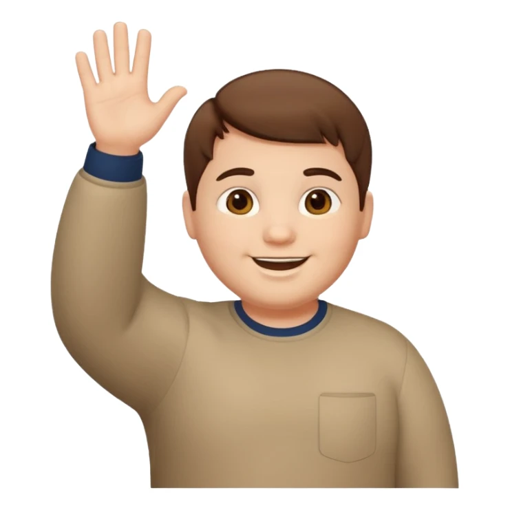 make a short brown hair guy who is chubby we can only see his head and he is waving sticker