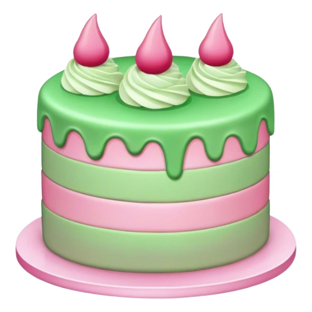 Pink cake with green cream sticker