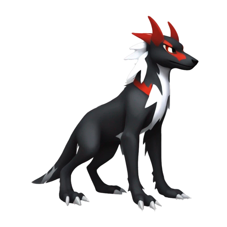 Black Cool Edgy Sergal-Houndoom-Fakémon  with White and Red Edgy markings sticker