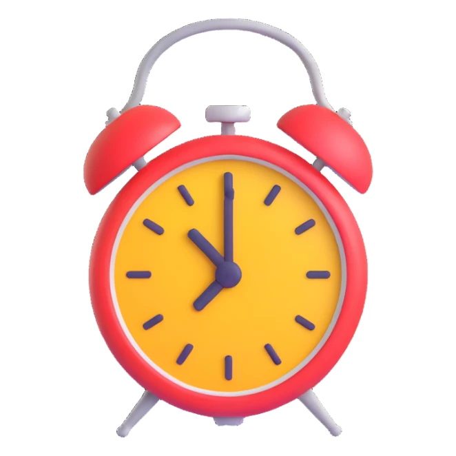 alarm icon in color #edd6a0, 3D style, playful, rounded, minimal sticker