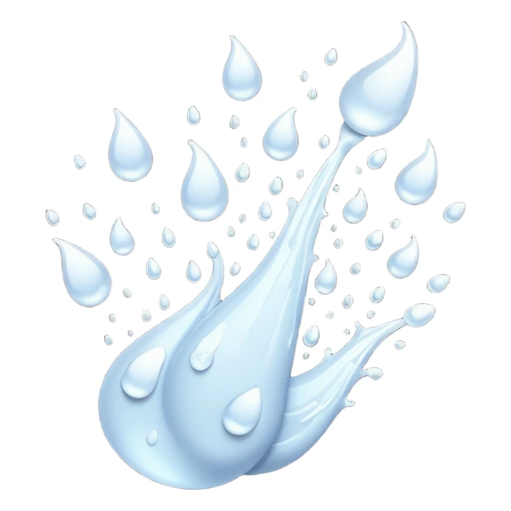 multiple White liquid drops with tails flying to the left sticker