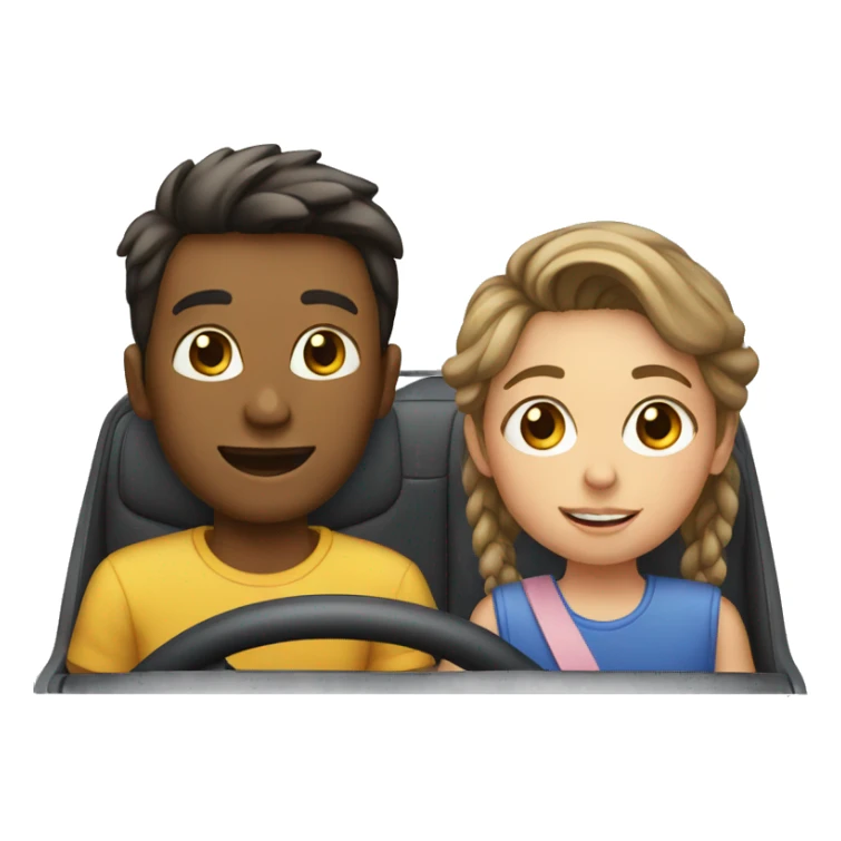 Boy and a girl in a car sticker