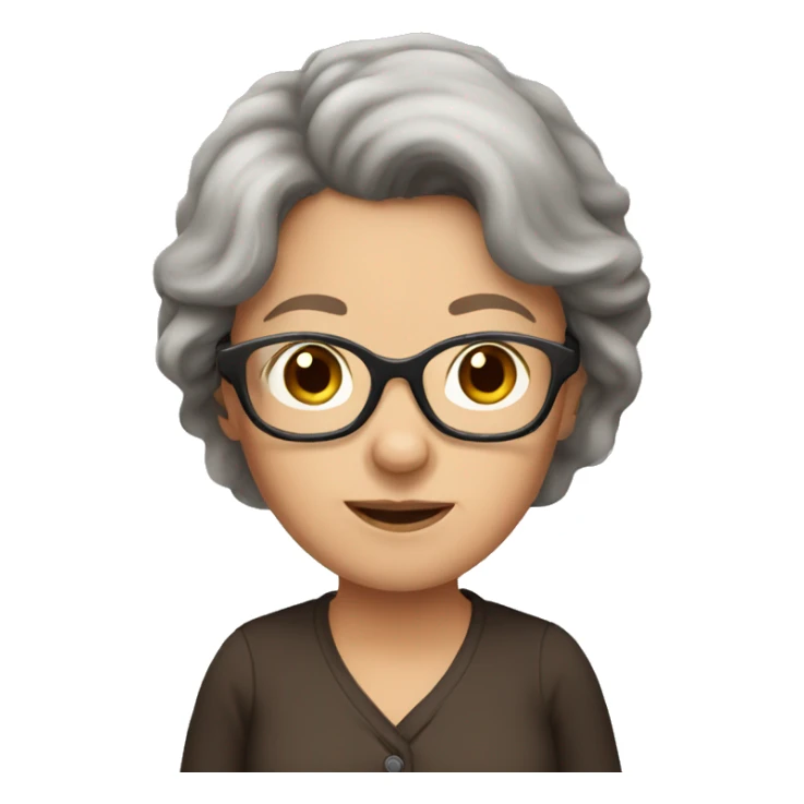 young grandma with brown hair and glasses  sticker