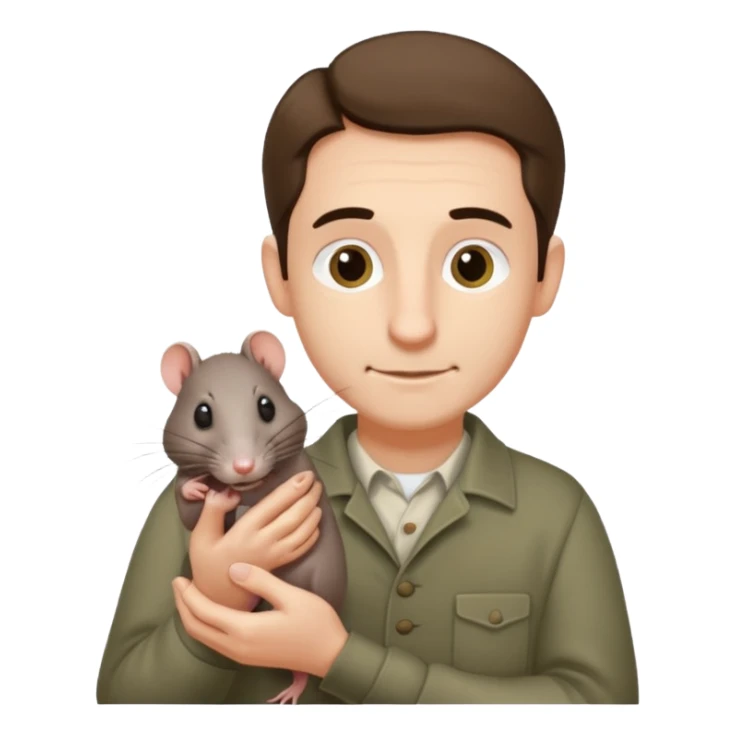 Ron Wizzly' from Harry Potter holding his pet rat in his right hand sticker