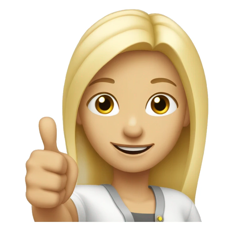 blonde girl showing thumbs up sticker