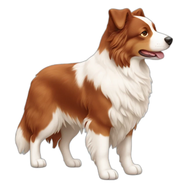 red and white australian sheperd whole body profile giving hand sticker