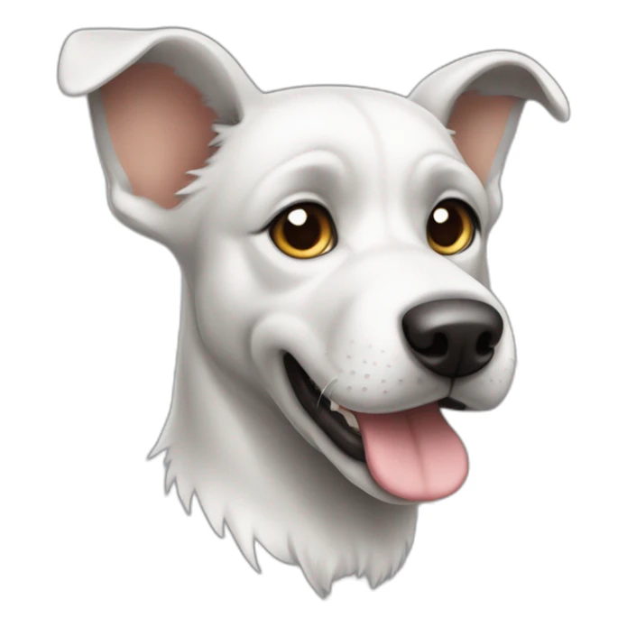 cute white-grey mongrel dog with big up ears sticker