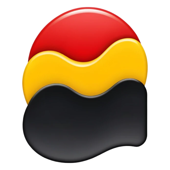 A wavy black and red rectangle with a medium sized yellow circle in the middle sticker