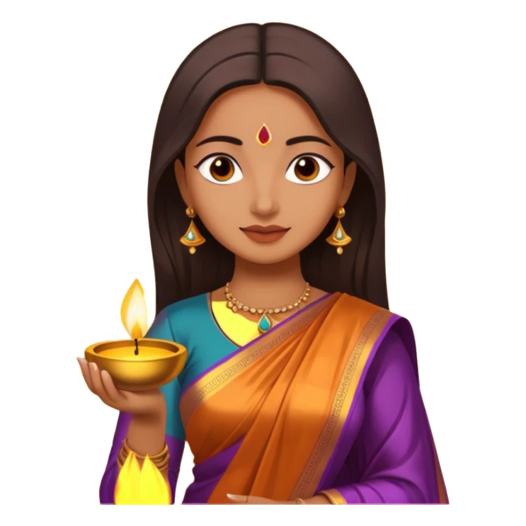 diwali woman with diwali sticker