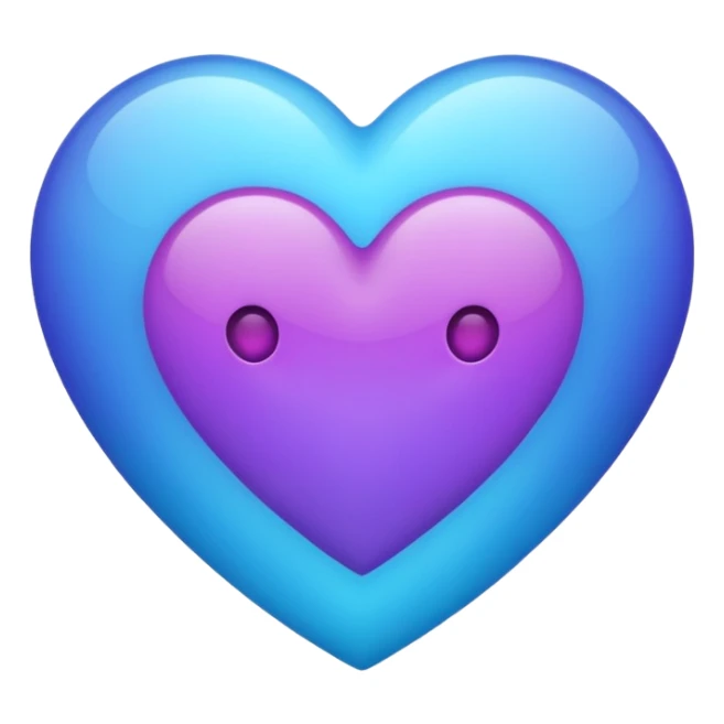 Combined blue and purple colour in one heart emoji sticker