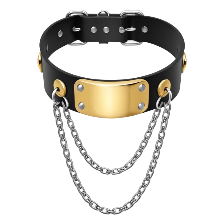 luxury fetish collar, silver chrome, smooth rounded metal, dominant erotic mood sticker
