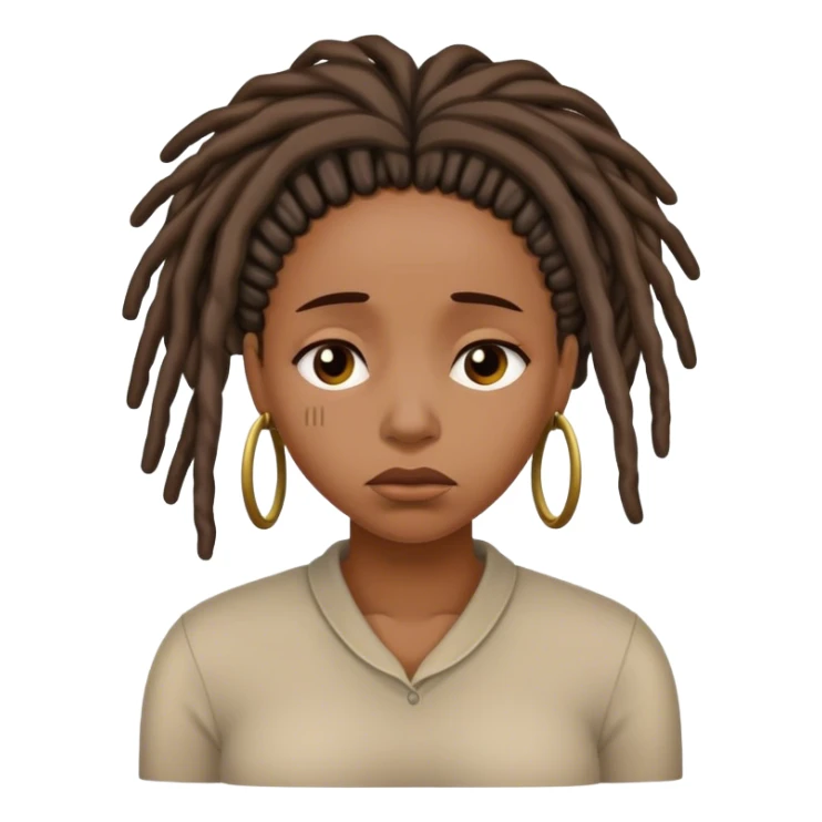 Black woman with locs sad sticker