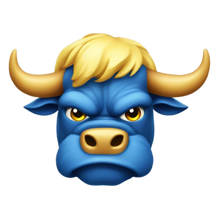 Blue and yellow angry bull sticker
