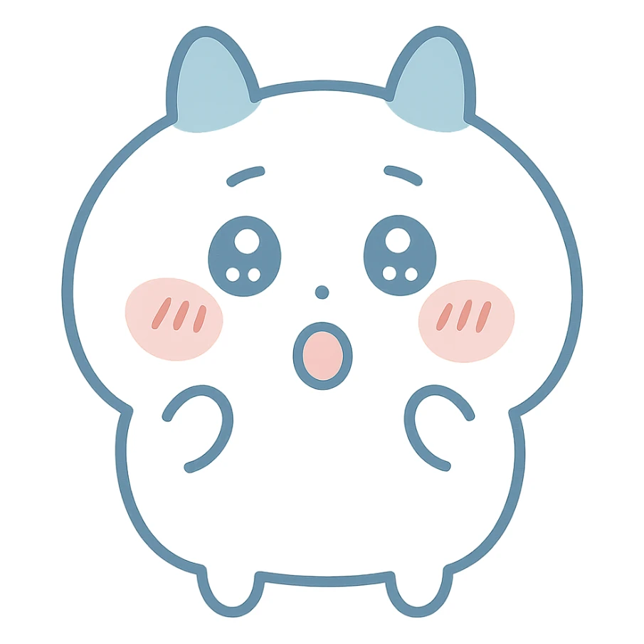 chiikawa character, surprised face, soft shading, minimal background sticker