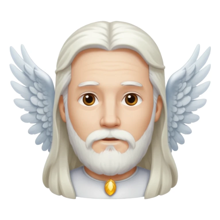 long whire hair, white bearded man angel sticker