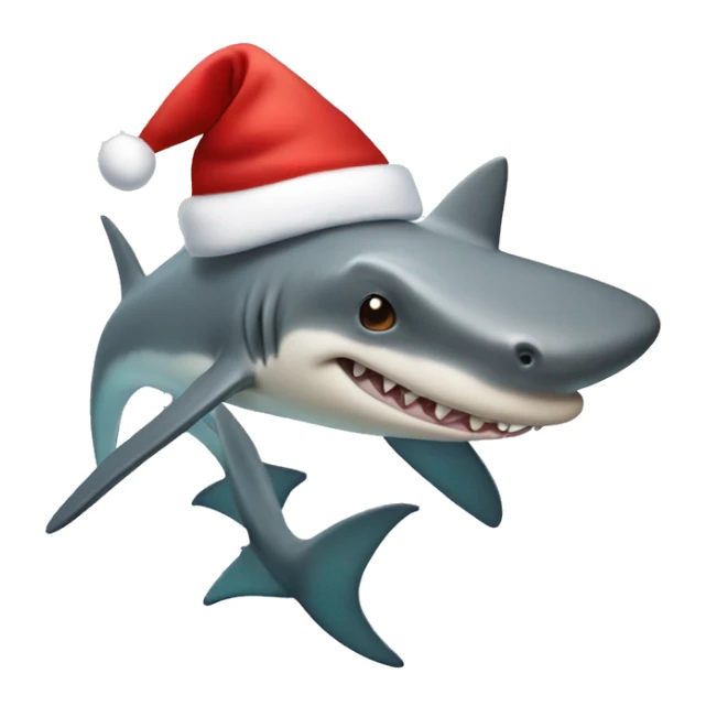 Cute hammerhead shark wearing a Santa hat sticker