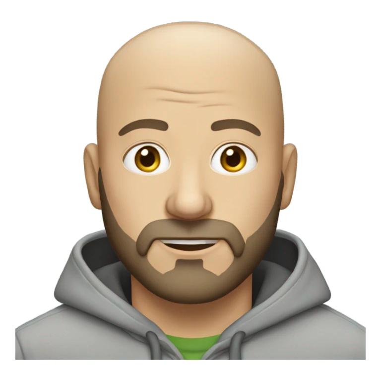 white man with bald head and beard hoodie sticker
