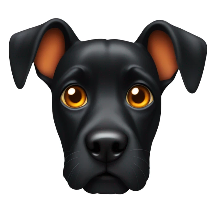 Black dog with big ears and orange eyes sticker