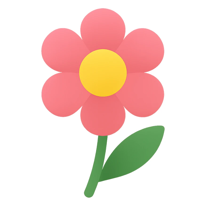 a flower emoji in color style sticker