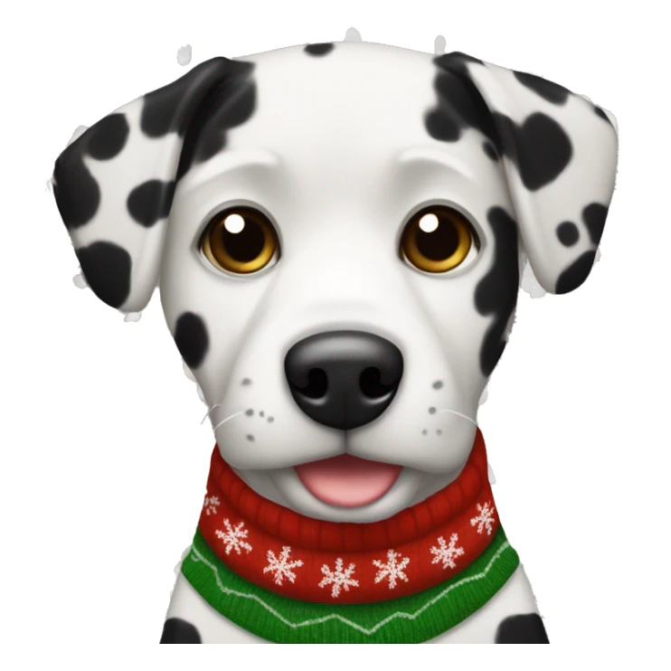 black and white spotted dog in christmas sweater sticker