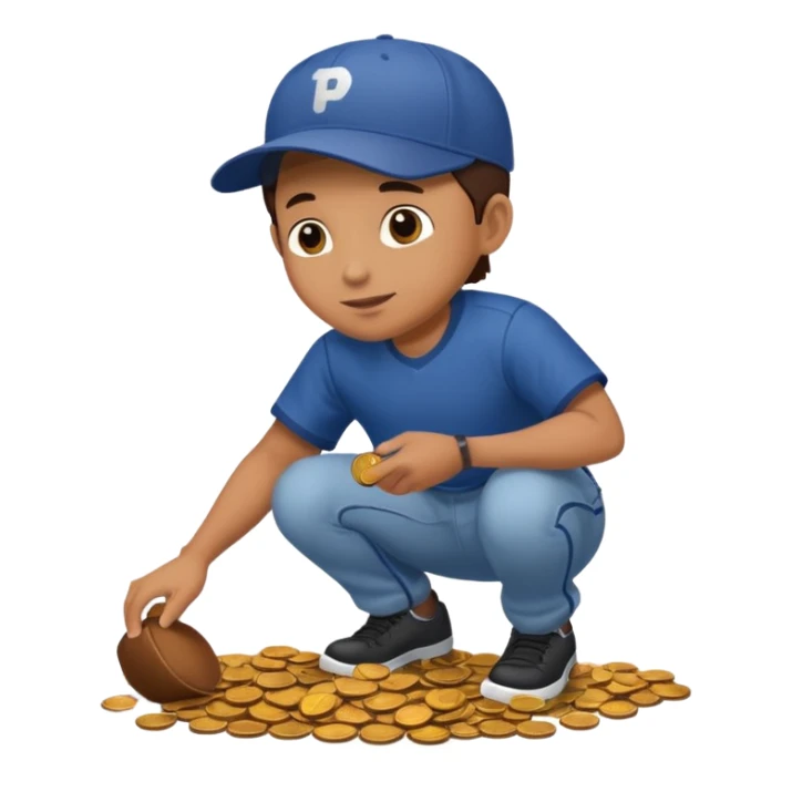 Person picking up pennies from the ground  sticker