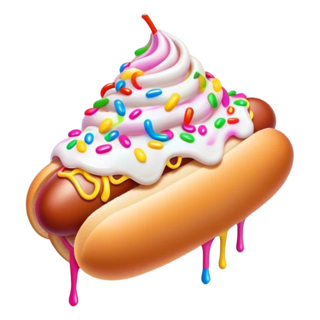 Melted neon  ice cream hot dog sundae sticker
