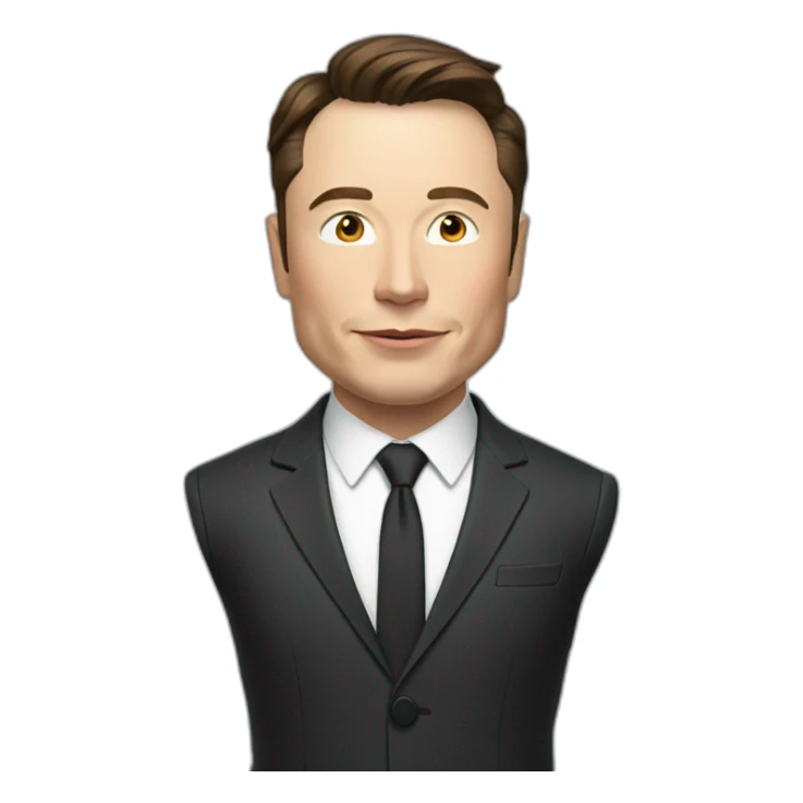 elon musk in a suit with pen sticker