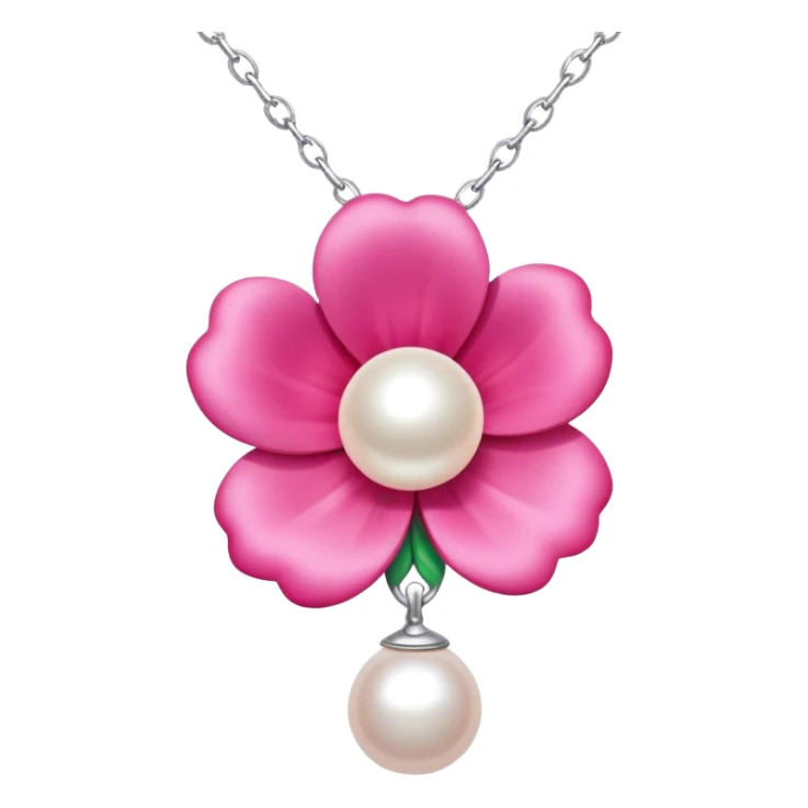 pearl bright pink necklace with flower pendant in middle sticker