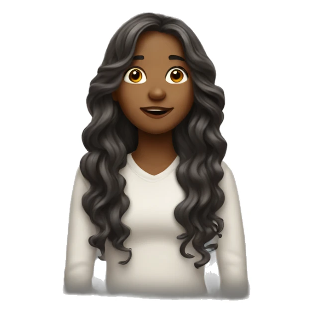 Girl with long wavy hair with hand over her mouth realistic  sticker