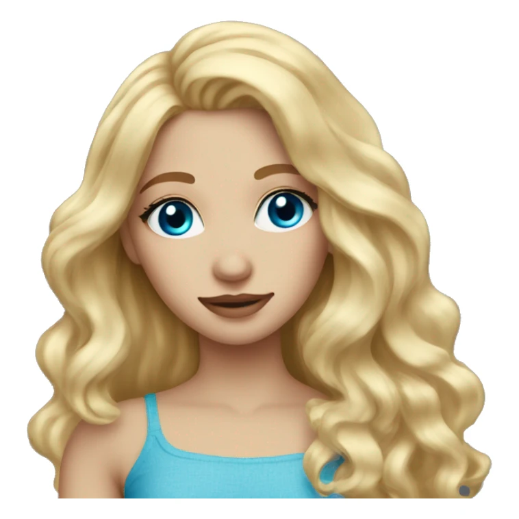 Blond wavy hair on a girl blue eyes and decent lashes  sticker