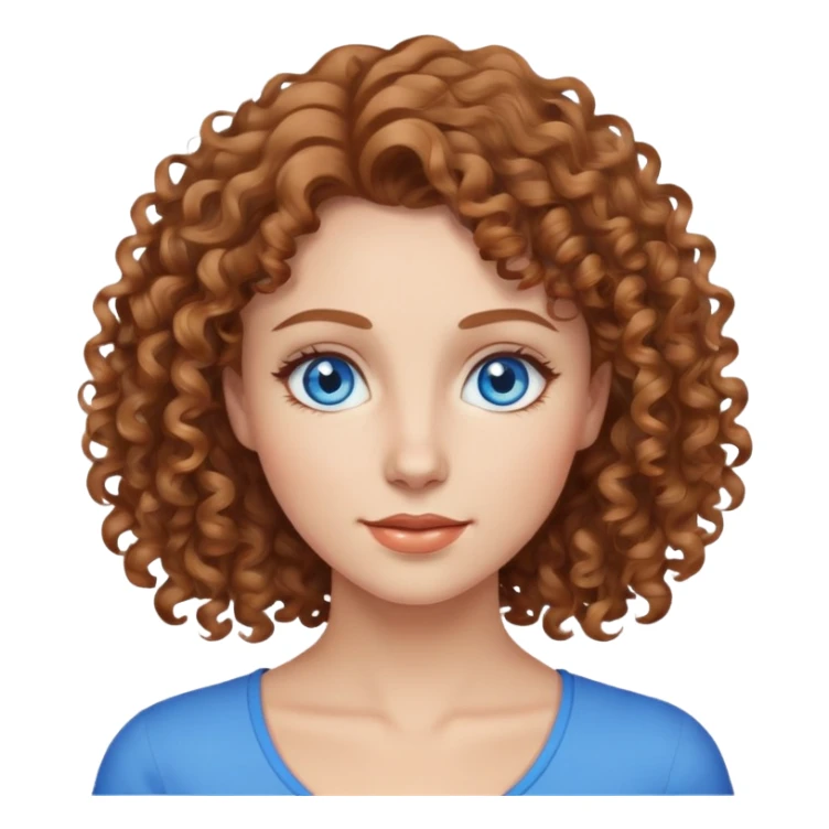 woman with long light brown curly brown hair and bright blue eyes  sticker
