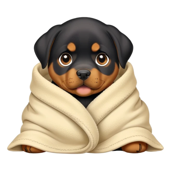 Rottweiler puppy wrapped in blanket sticker