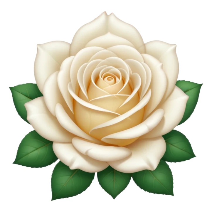 A white rose emoji in iOS emoji style, clean and smooth vector illustration, soft lighting, subtle gradients, minimal and cute, centered, transparent background, high clarity, no outline, no text
 sticker