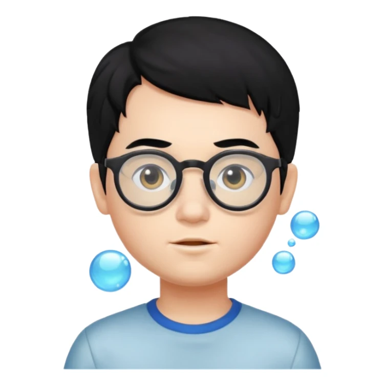 Bubble boy with black hair (Glasses only)  sticker