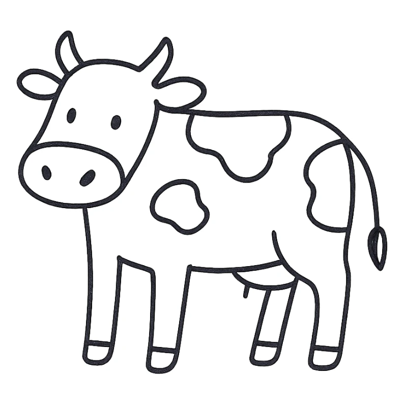 cow, hand-drawn outlined icon style, sketchy lines, no fill, minimal details sticker
