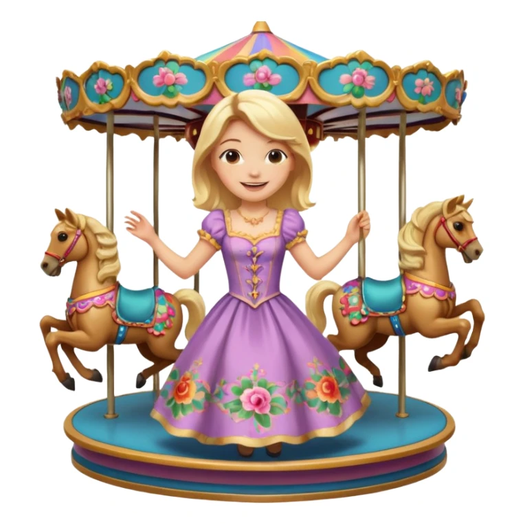girl spinning inside of a carousel sticker