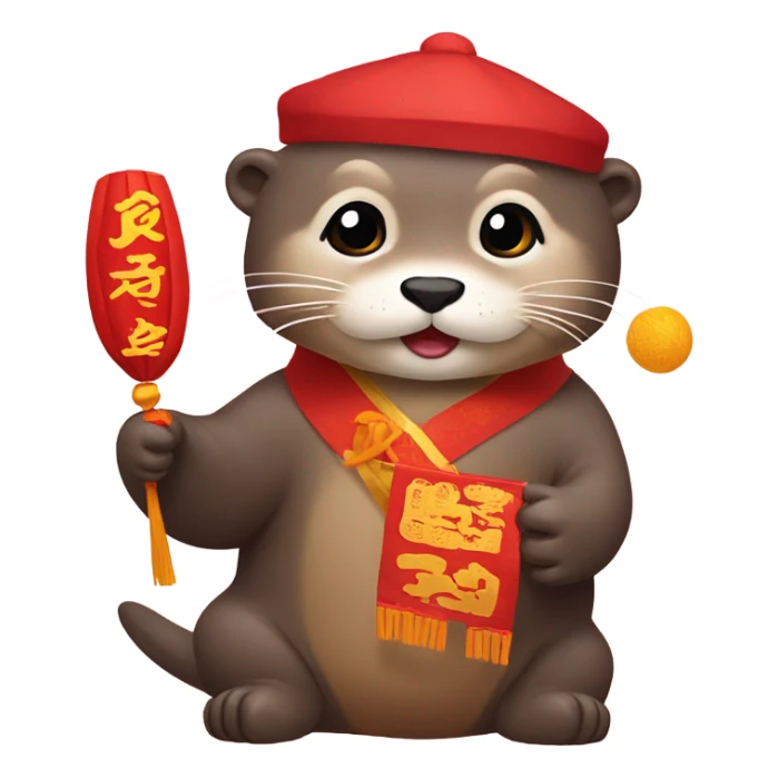 Otters on Korean Lunar New Year sticker