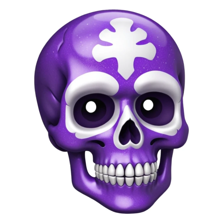 Glitter Purple and White Skull sticker