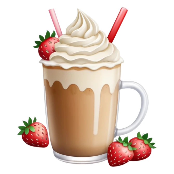 Ice latte with frosting in top and little strawberys sticker