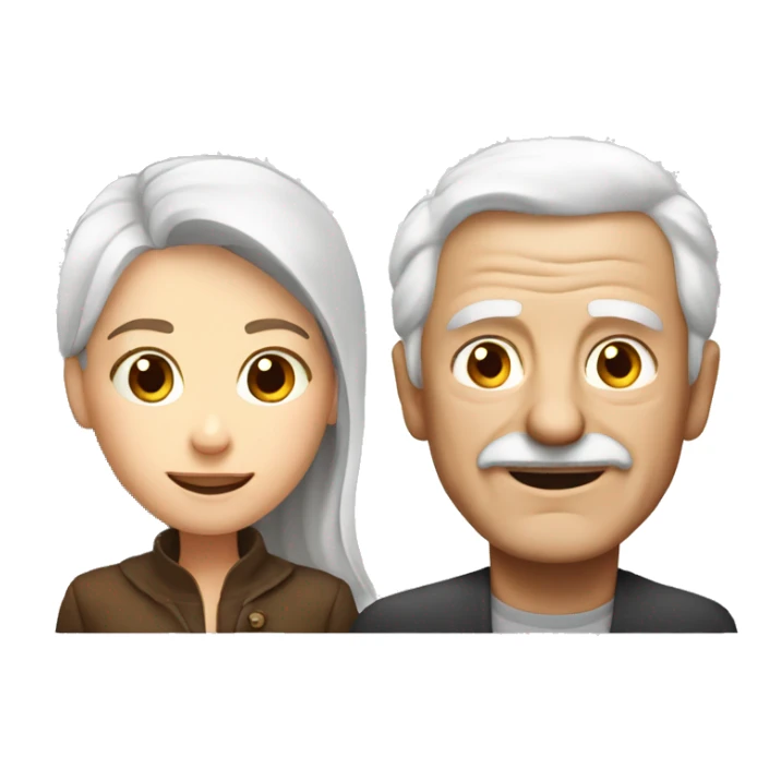 Old man with white hair and young lady with brown hair sticker