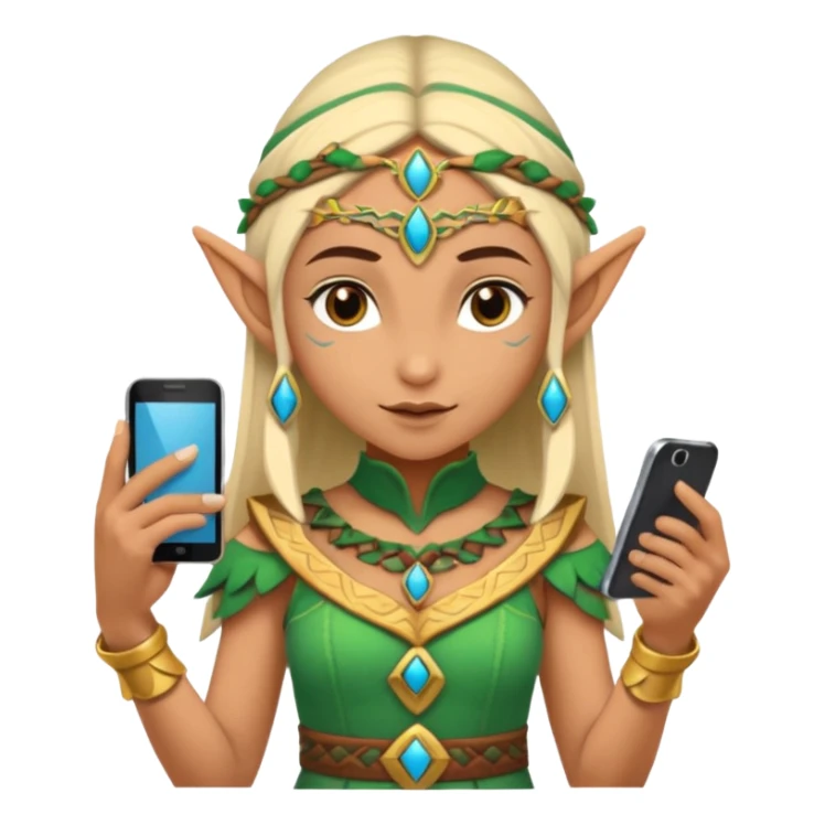 elf with mayan custome dress and smartphone sticker