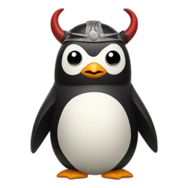 penguin with face wearing samurai helmet with big horns sticker